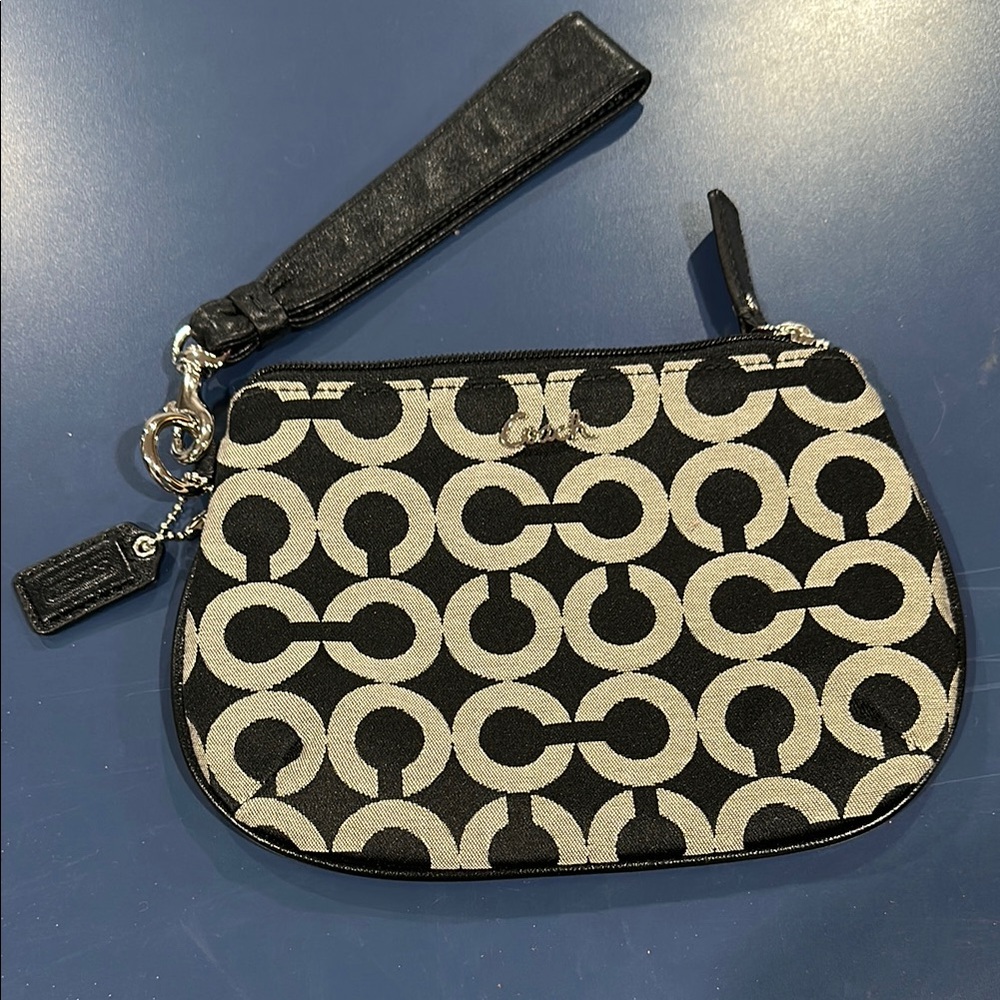 Coach Black and White Wristlet